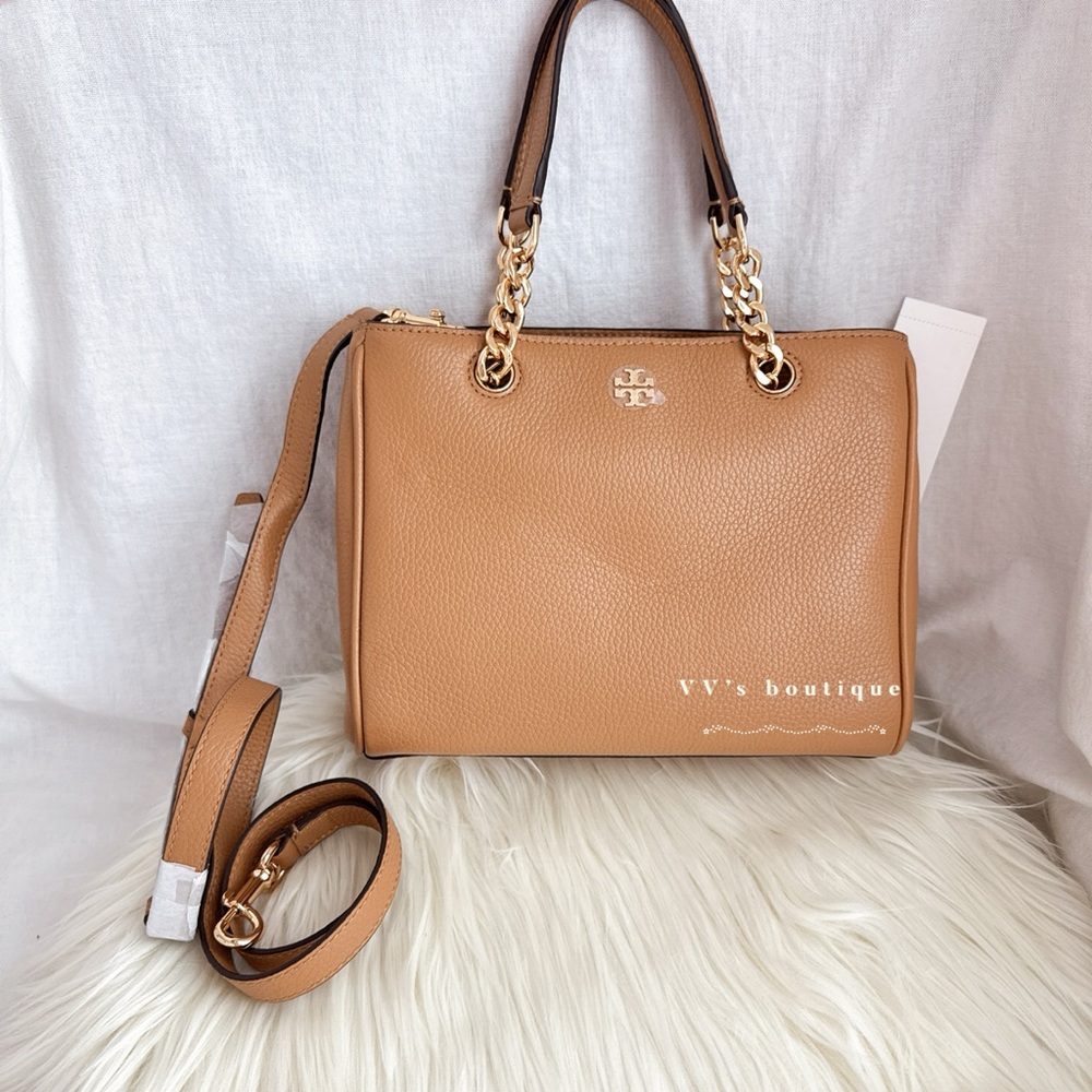 NWT Tory Burch Carter Small Tote Top Handle Crossbody Bag Cardamom Brown 67316